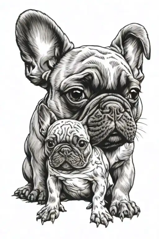 Frenchie And Kids Playing