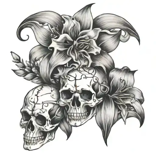 Skulls Lily Intertwined