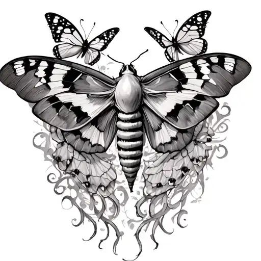 Death Moth With Butterflies Intertwined