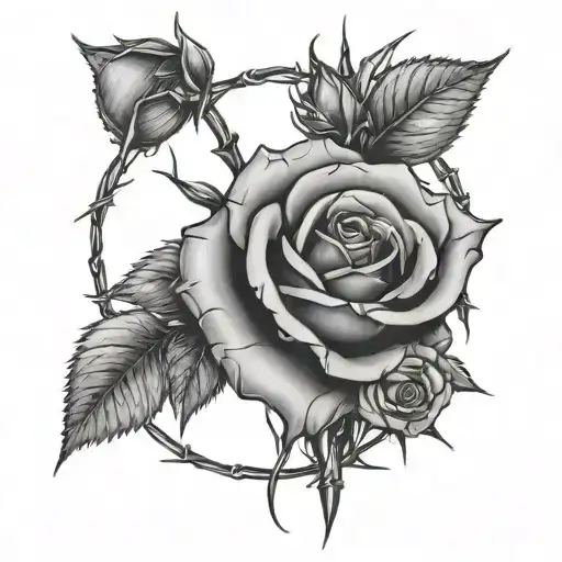 Rose Surrounded By Barbed Wire