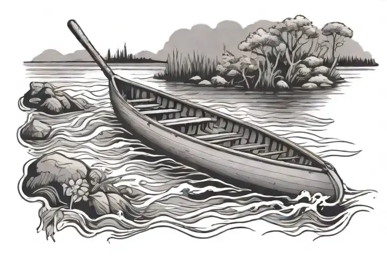 Canoe In Water No Oar