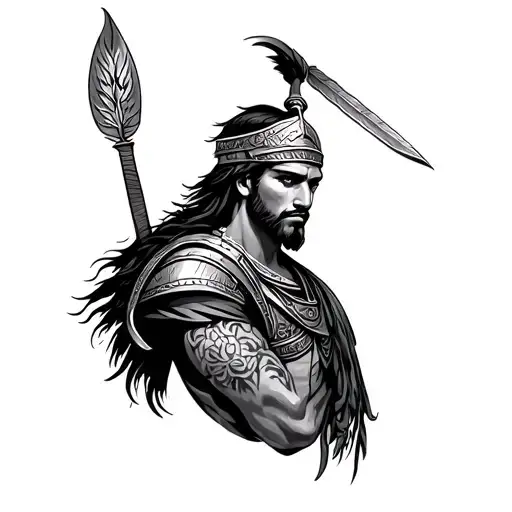 Greek Warrior Tribal Tattoo Around The Arm