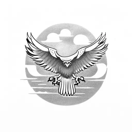 Flying Eagle With A Burning Globe In Its Claws