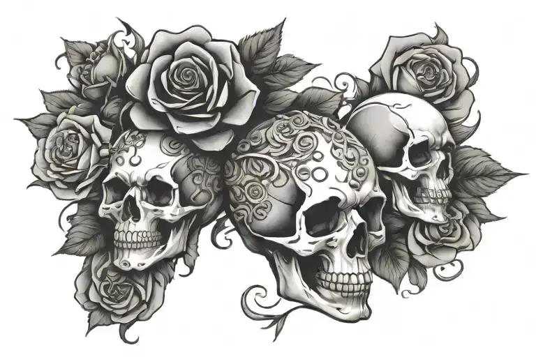Skull And Roses Surrounding