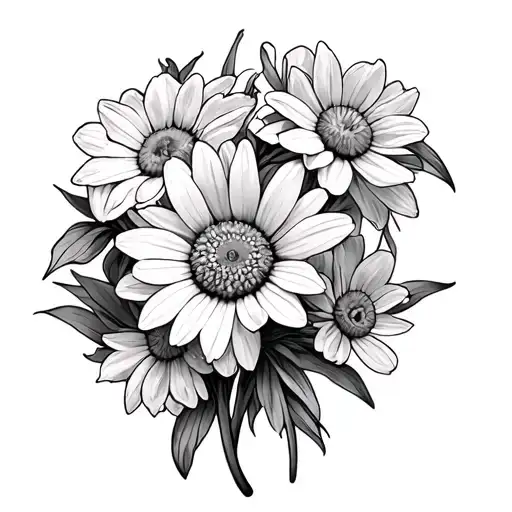 Daisy And Daffodils And Carnation In A Circle