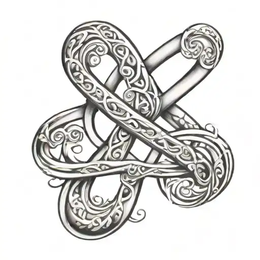 Infinity Symbol With Heart And Two Names Intertwined