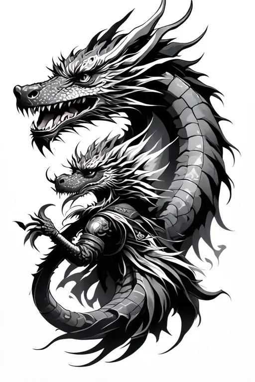 Dragon And Samurai Warrior