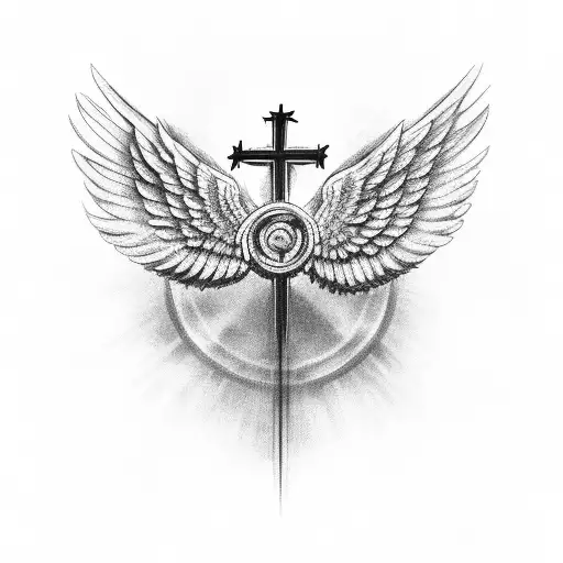 Christian Cross Wings And Halo