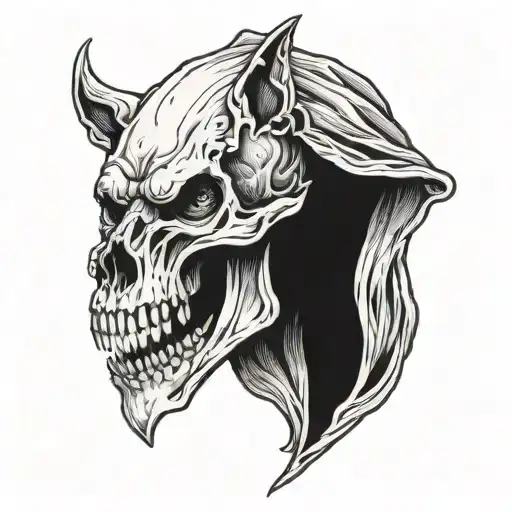 Reaper With A Head Of A Wolf Skull