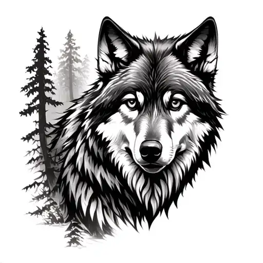 Arm Tattoo Of A Wolf In A Forests With The Gloom