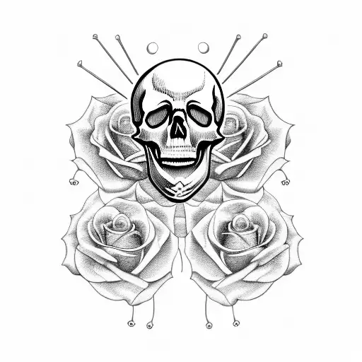 Skull With Roses For Drummers