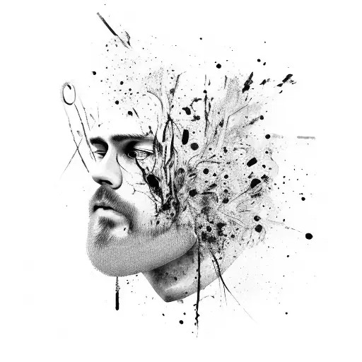 A Portrait Of Zach Bryan Surrounded By Abstract Brushstrokes And Splatters