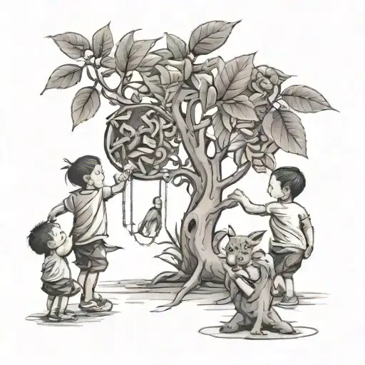 A Money Tree With Children Playing Underneath
