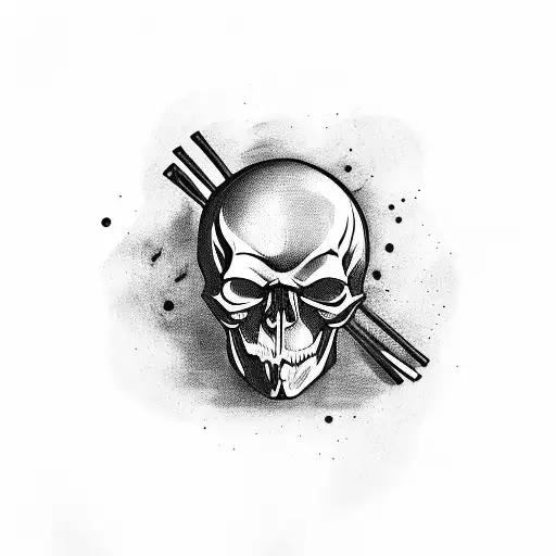 Skull With Drum Sticks