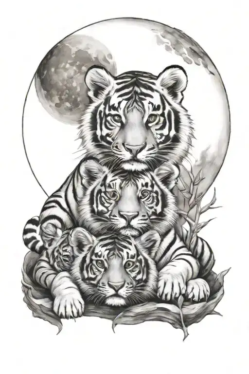 Tiger Cubs Full Moon