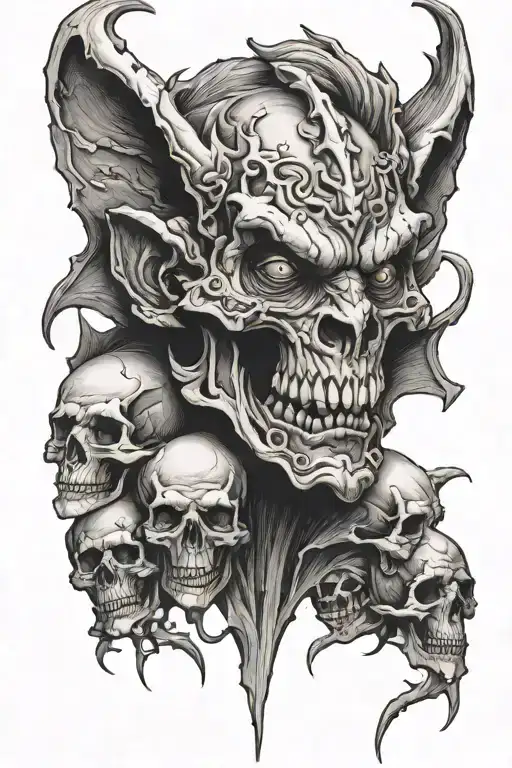 Gargoyle And Skulls Representing Dark Periods