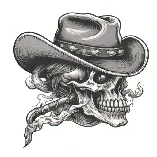 Cowboy Skull Smoking Cigarette