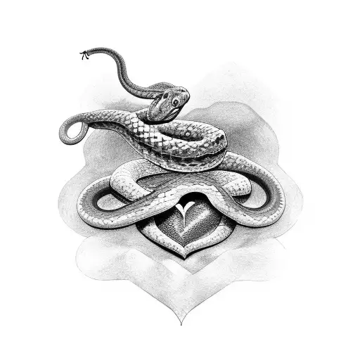 A Snake Wrapped Around A Heart Ready To Strike