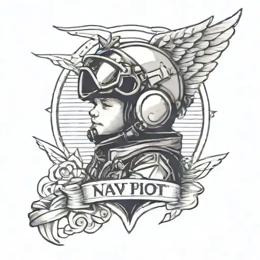 Navy Pilot Wings And Little Boy