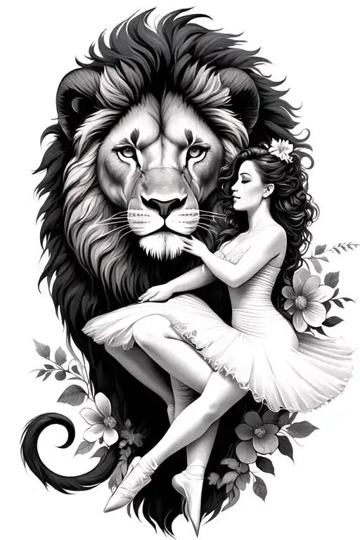 Lion And Ballet Dancer With Flowers