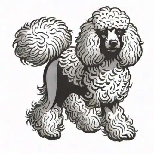 Poodle Dog With White And Blond Hair Insde A Pawprint