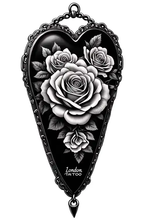 Heart Locket Surrounded With Roses With The Name London