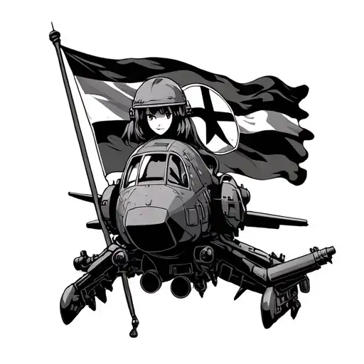 Nausicaa Of The Valley Of The Wind Tolmekian Gunship And Flag In Background