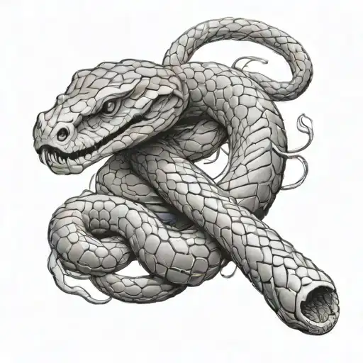 Snake Wrapped Around Greek Statue Brocken