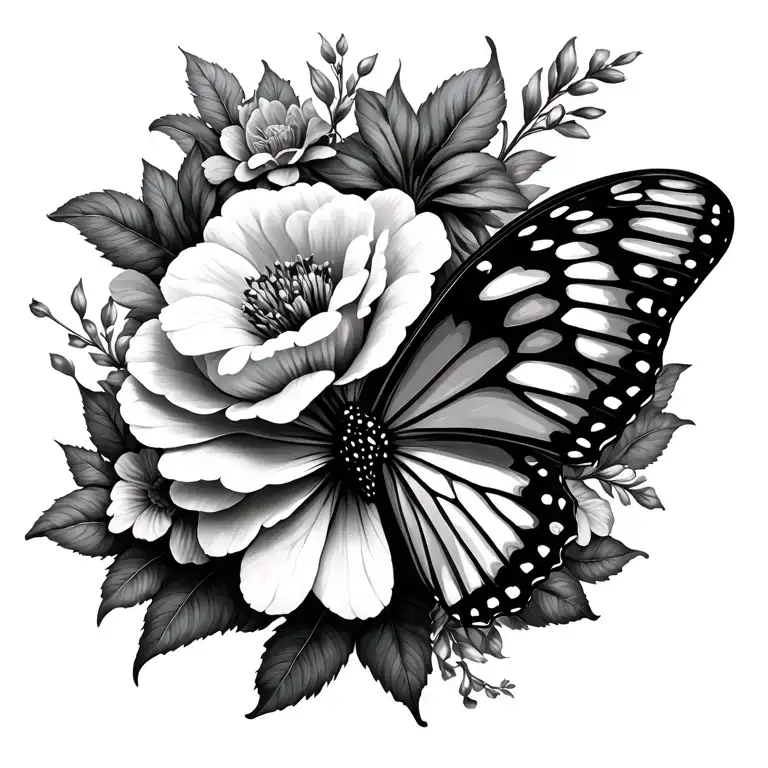 Flowers And Butterfly