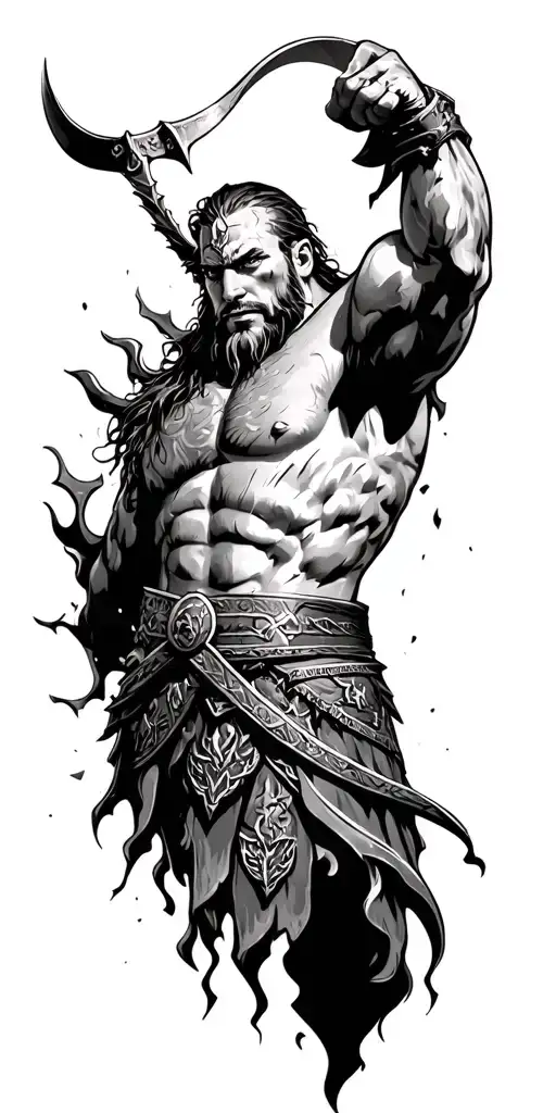 Viking Warrior Tearing Through Chest Skin