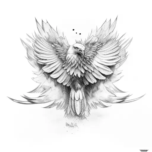 Eagle Wing In Flight With Drawn Feathers