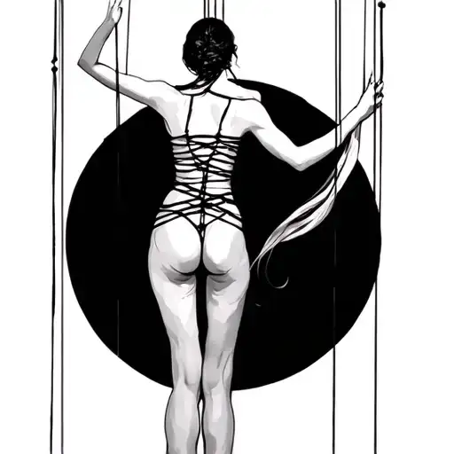 Bound Woman Suspended On Back Marionette Strings