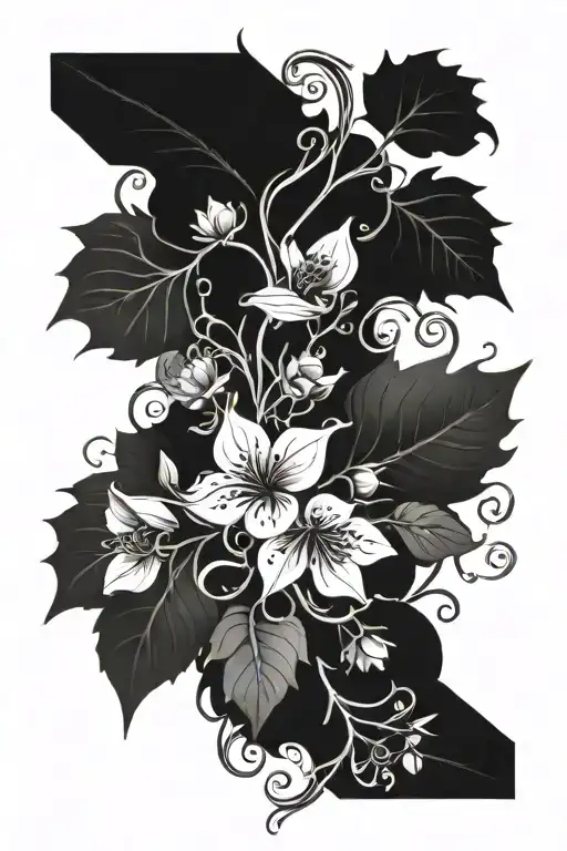 Tree Leaves Vine And Flowers Blooming