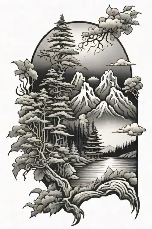 Japan Forest Beach Mountain