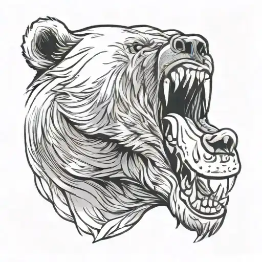 Angry Bear Opening Its Mouth Open