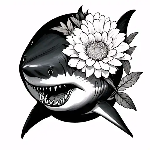 I Need A Shark Tattoo Combined With Chrysanthemum Flower