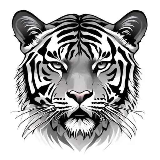 Tiger Head And Dalias