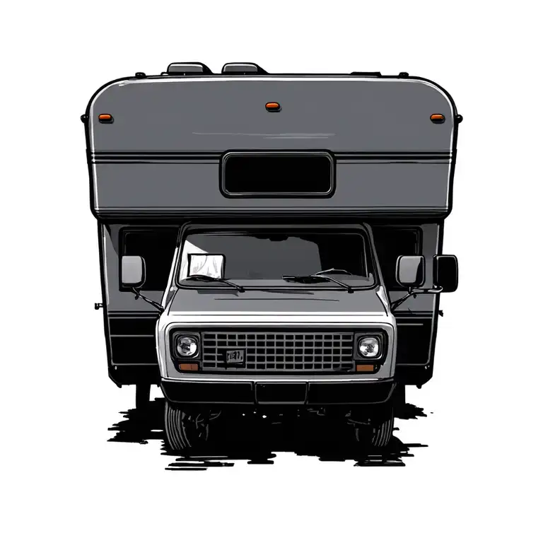 Minimalistic Camper With Bed Above The Driver