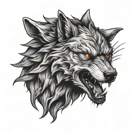Angry Wolf Head Looking