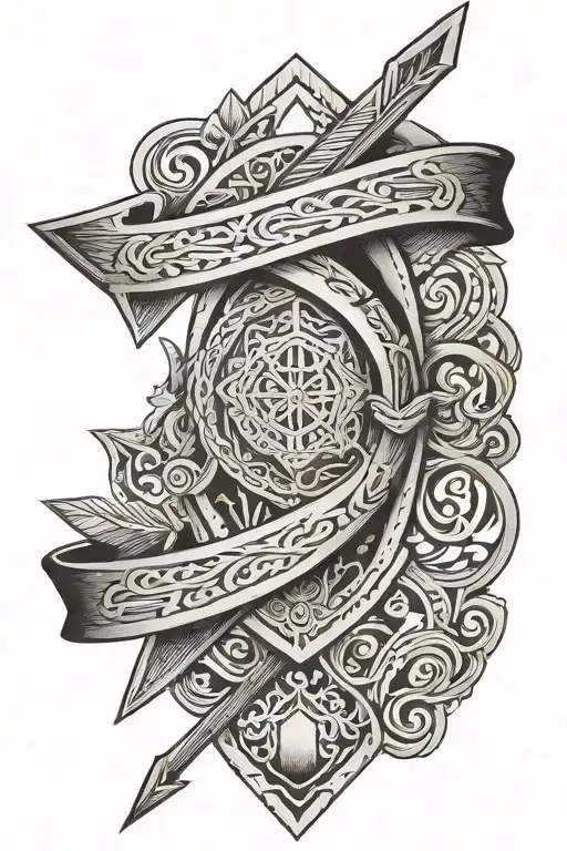 Arm Band With Arrow And Knot Design Incorporating