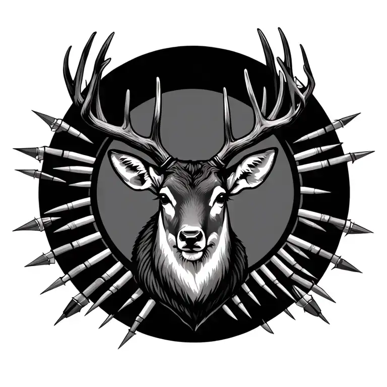 Deer Head With 14 Pikes