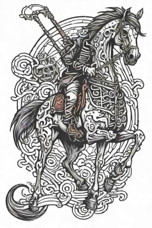 Skeliton Lepercon On A Zombie Horse On A Rablnbow