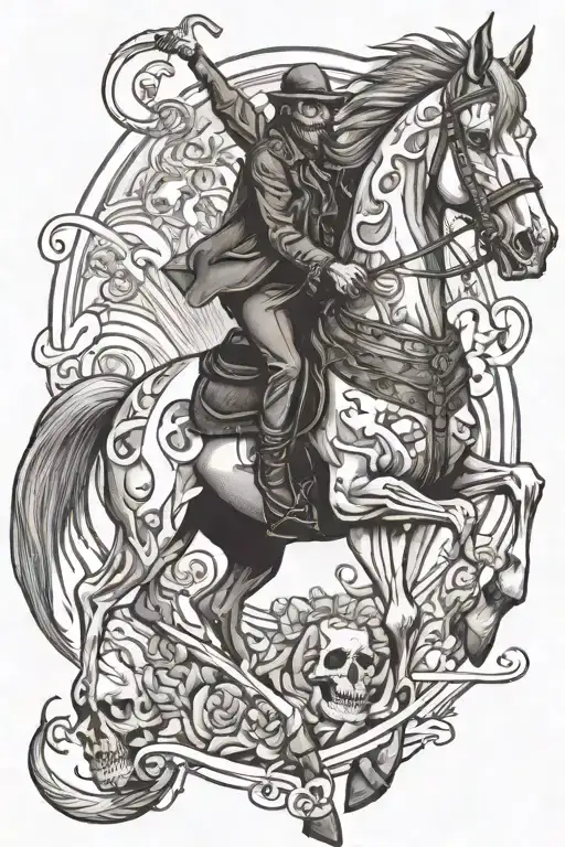 Skeliton Lepercon On A Zombie Horse On A Rablnbow