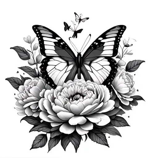 Tiger Peonies Butterflies