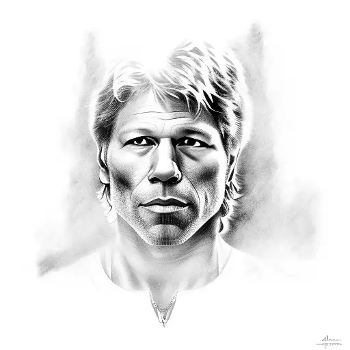 A Portrait Of Jon Bon Jovi With A Guitar