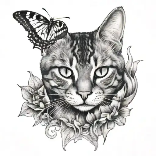 Cat And Butterfly