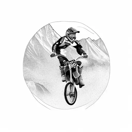 Motocross Rider Jumping Over A Mountain Range