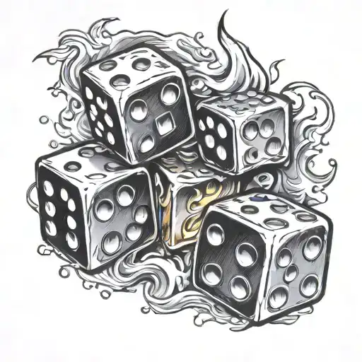 Dice On Fire By A Lighter