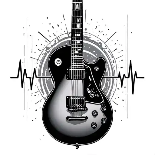 Acousitc Guitar With Heartbeat Line