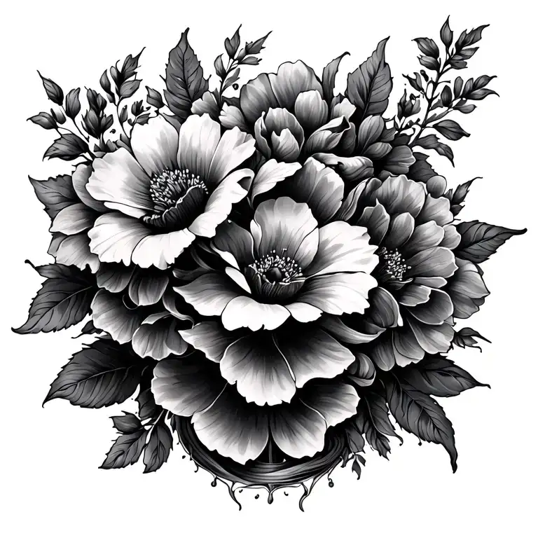 Spine Tattoo With Flowers